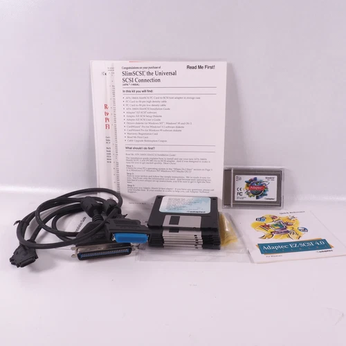 Adaptec 1460A SlimSCSI PCMCIA SCSI Adapter KIT PC Card with Cables & Software