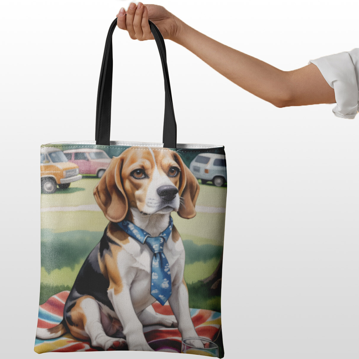 Cute Dog Print Reusable Tote Bag for Daily Shopping and Gift Use-image