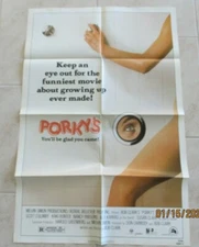PORKY'S ORIGINAL FOLDED MOVIE POSTER 27X41 KIM CATTRALL 1981 TEEN SEX COMEDY 
