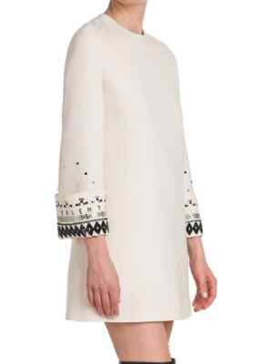VALENTINO GARAVANI Women's Embellished Logo Wool Shift Mini