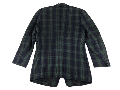 Dkny Jeans Mens Blue Green Plaid Long Sleeve Notch Collar Blazer Jacket Size 4 - Picture 6 of 9