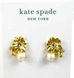 Authentic Kate Spade York Gold-Plated Imitation Pearl Flower Stud Earrings NWT