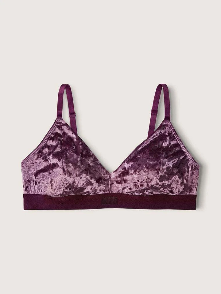 2piece Victoria's Secret PINK VELVET TRIANGLE BRALETTE Velour Bra&Panty set Pick - Image 2 of 4