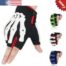 Skeleton Fingerless Half-Finger Tactical Gloves Motorcycle Driving Gloves Riding