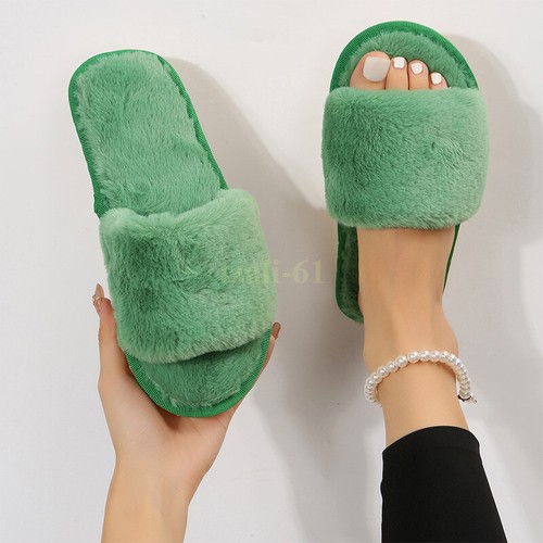 Women's Plush Sliders Sandals - Flat, Fluffy, Slip-On, Ideal for Home Relaxing - Picture 7 of 28