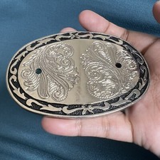 Vintage Black and Silver Tone Belt Buckle