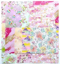 Japanese Pattern Mixed Design Paper 16 Origami Chiyogami Flower Butterfly JAPAN