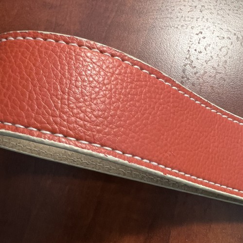 NEW YORK & COMPANY Light Red Genuine Leather Belt Contrast Stitch Size Large - Picture 9 of 12