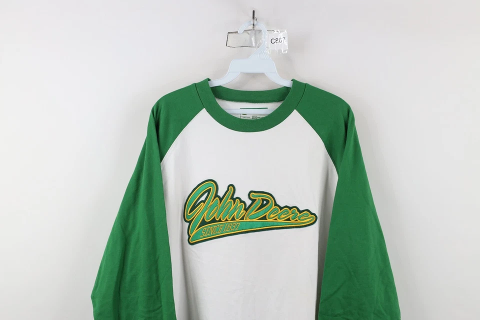Camiseta raglán manga 3/4 vintage John Deere para hombre 2XL con escritura deletreada de algodón Foto 2 de 4