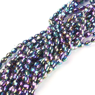 10 Stränge Elektroplatte Glasperlen oval AB Farbe plattiert facettiert dunkelOrchidee 6x4 mm
