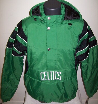 BOSTON CELTICS NBA Starter Hooded Half Zip Pullover Jacket GREEN