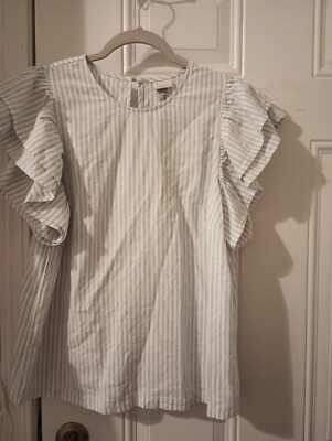 Blusa de moda a new day de mujer  casual Talla M color blanco y rallas celestes 
