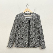 CAbi Cliffside Moto Jacket Womens Sz L Multicolor Abstract Print Full Zip Trendy