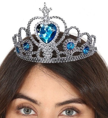 Disfraz Plegable Tiara Accesorio para Pelo Plata con Azul Gema Princesa Fg - Bild 5 von 5