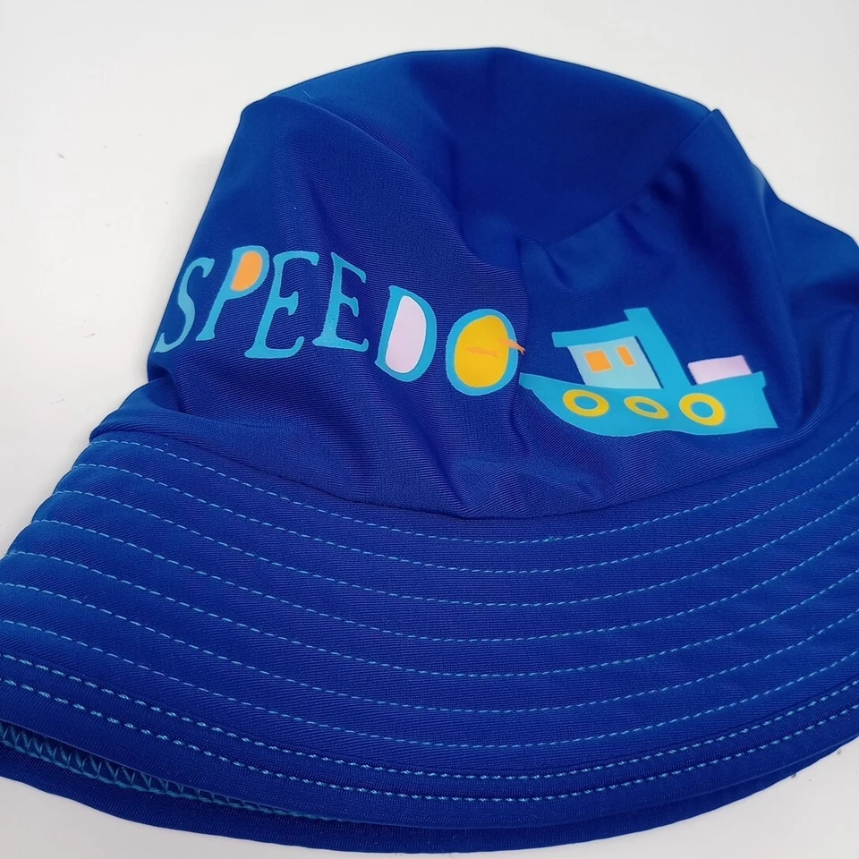 Speedo UV 50+ Block the Burn Infantil S/M 6-12 Meses Azul Remolcador Cubo Sombrero Gorra Foto 2 de 4
