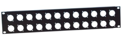 2 HE U Rackblende vorgebohrt für 24x XLR D Typ Frontplatte Rackpanel Rack Blende