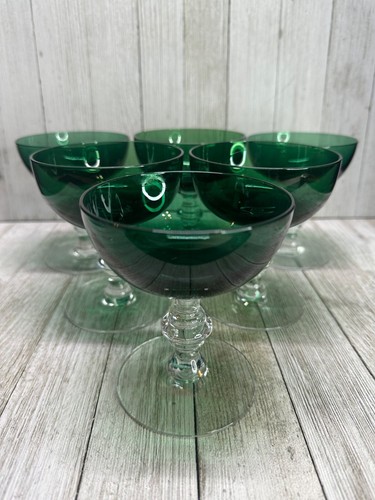 Vintage Tiffin Franciscan Killarney Green Sherbet Champagne Glasses - Set of 6