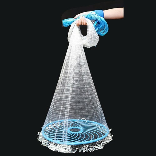 14ft Fishing Cast Net Quick Throw Nylon Mesh Drawstring Chain Bottom Spread
