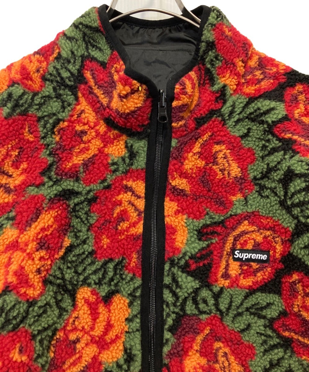 Supreme Roses Sherpa Fleece Reversible Jacket Outer Red Supreme Roses Sherpa Fleece Reversible Jacket Outer Red