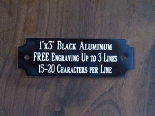 1"x3" BLACK NAME PLATE ART-TROPHIES-GIFT-TAXIDERMY-FLAG CASE FREE ENGRAVED