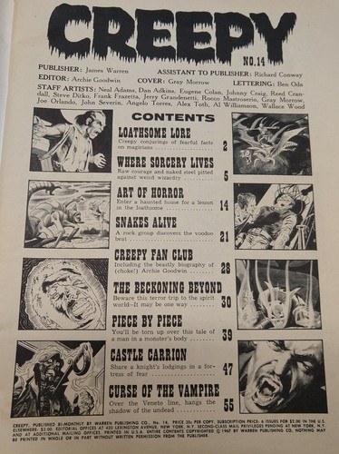Revista Creepy Warren número de abril 14, Frasetta, Ditko, Adams, 1967, ¡anuncio de Batman! - Imagen 5 de 12