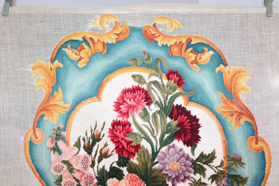 Magnifique bande de tapisserie faite main ancienne ,fauteuil ,habillement  - Photo 2/4