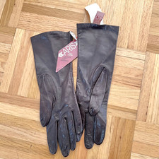 New Vintage ARIS Women's Size 6.5 Brown Leather Long Gloves Nylon Lining NWT