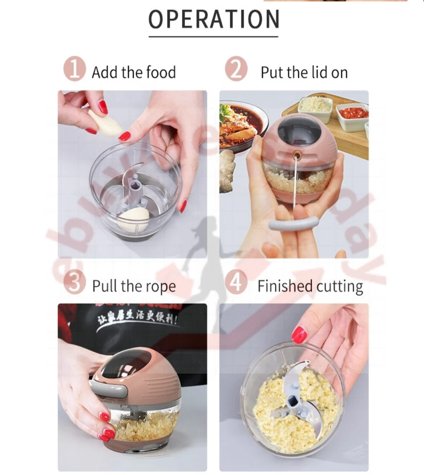 Tritatutto manuale multifunzione compatto tritatutto manuale per verdure tritatutto - Immagine 3 di 4