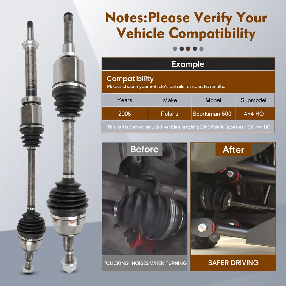 一对前 CV 轴轴适用于福特 Transit Connect 2.5L L4 2014 2015 2016-2018 — 第 4/4 张图片