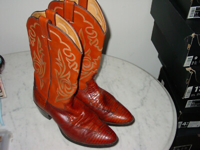 Mens Justin Western Cognac Brown 8382 Lizard Cowboy Boots  display picture 1