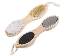 Foot Pumices Brush Stone Rasp File Exfoliating Wooden Handle Pedicure Tool