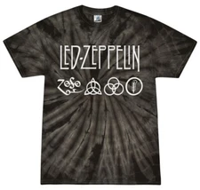 Led Zeppelin Symbols Tie-Dye T-Shirt Rock Classic Youth & Adult Size Tee