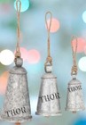 10, 8, 5 Inch Grey Wind Chimes Set of 3 Wind Bell for Door, Christmas Decor Gift