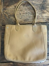 Vintage Longchamp Beige Tan Leather Tote Bag read Listing