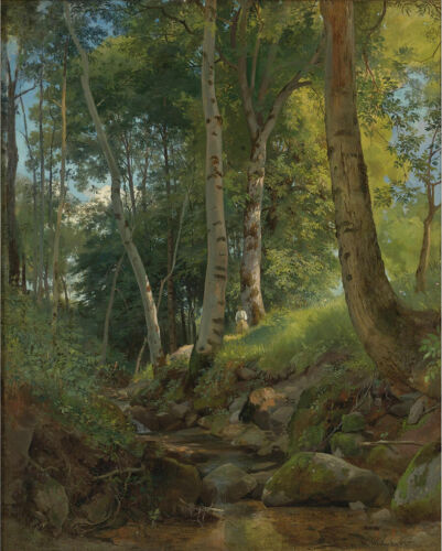 Art Oil painting 希施金风景油画作品 有小溪的森林 shishkin the forest view with stream art - Picture 1 of 1