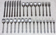 WM A Rogers Oneida Stainless Montclair Pattern Floral Tip 30 Piece Flatware Lot