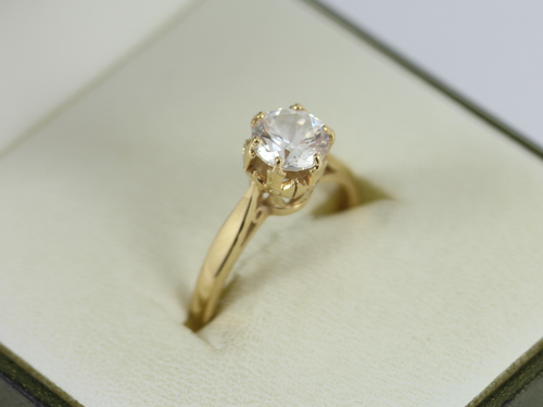 Solitaire Ring 9ct Gold Ladies Stunning Size L 3/4 375 3g Eo8 - Picture 3 of 4