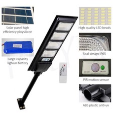 LED Street Light Solar Power with Pole Remote Control sensor Waterproof Garden 6