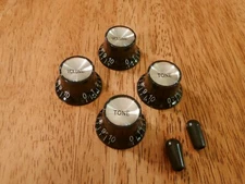 BELL HAT REFLECTOR CONTROL KNOB SET OF 4 SILVER AND BLACK WITH SWITCH TIPS