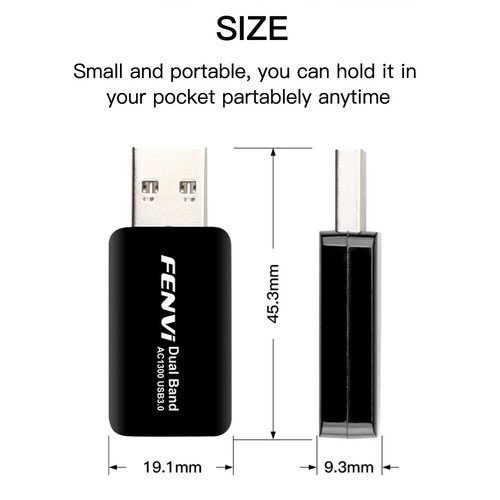 FENVI - Adaptateur WiFi 5 AC1300 - USB 3.0 - 802.11ac 2.4/5GHz - Carte WiFi USB - Photo 12/13