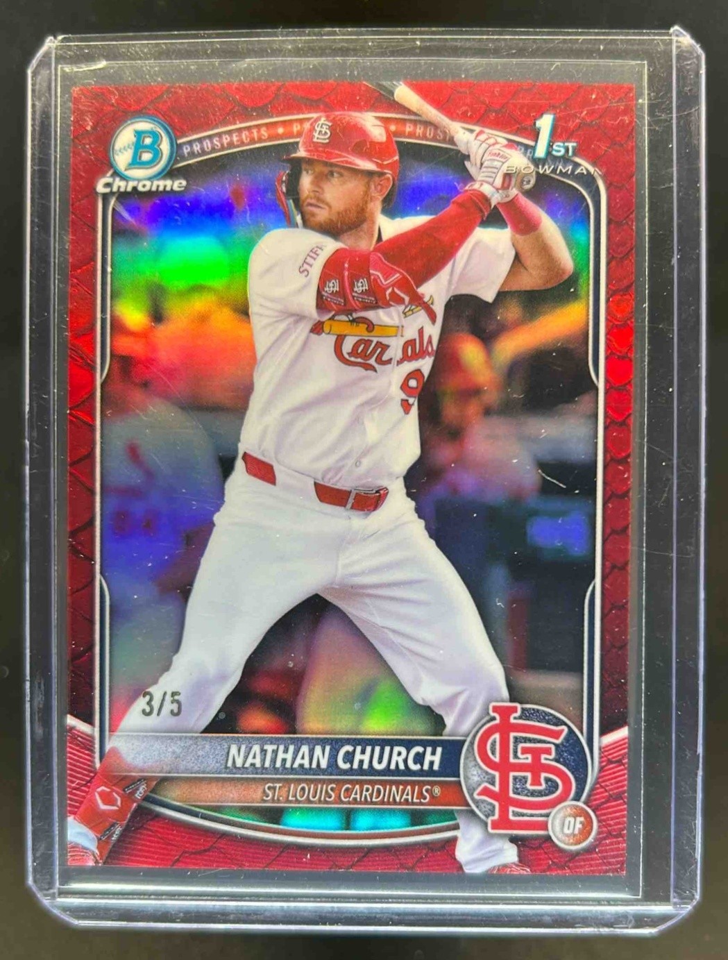 2025 Bowman Chrome Nathan Church Reptilian Red Refractor 1st #3/5