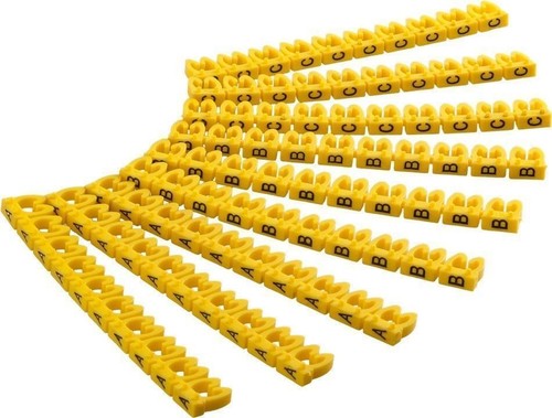 5x Clips de marqueur de câble ''lettres A-C'', pour diamètre de câble jusqu'à 4 mm; Kabelmar