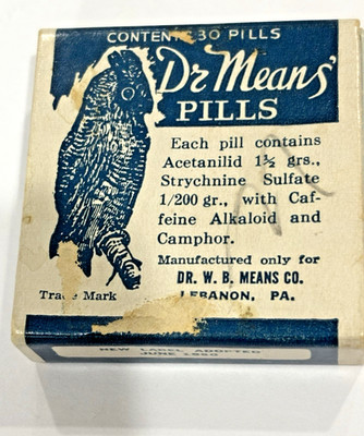 Vintage Dr. Mean's Headache Pills 1950's