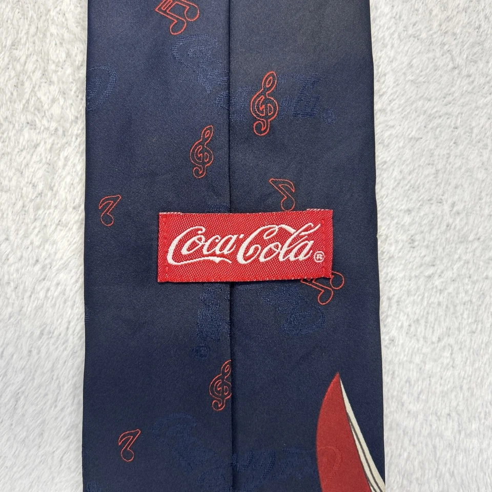 Coca Cola Navy Blue Rock N Roll Theme Men’s Necktie 3.75”x 57” 100% Polyester - Image 2 of 4