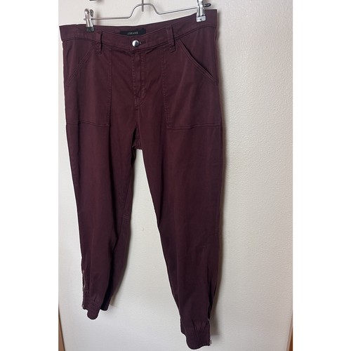 J Brand Arkin Jogger Pants Women’s Sz 29 Courant Burgundy Red Zip Ankle Casual - Picture 3 of 7