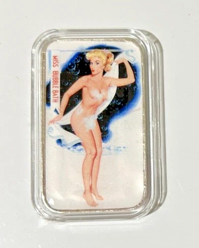 Sexy Miss Bubbles 1 Oz .999 Silver Limited Edition Earl Moran Style Art Bar