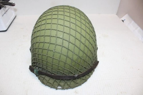 US Military Issue WW2 WWII M1 Steel Pot Helmet wt Liner Chin Strap Net Cover JH5