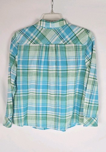 NWT! TALBOTS 100% Cotton Button Front Shirt - Petite Large Mulberry Plaid - Picture 3 of 6