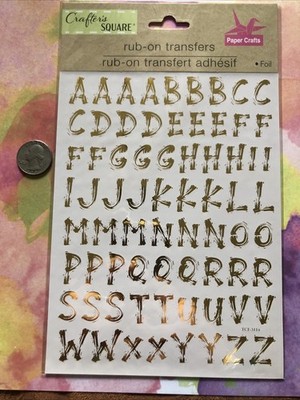 Crafter s Square Rub On Transfers /Gold Letters - Scrapbooking, Journal,-1 sheet