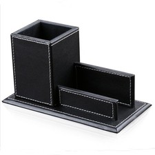 KINGFOM PU Leather Desk Organizer and Accessories, Pencil Holder for Desk wit...